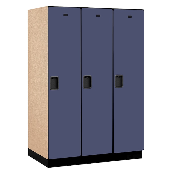 1 Tier Designer Locker, 54"Wx76"Hx24"D, 3 Door, Blue